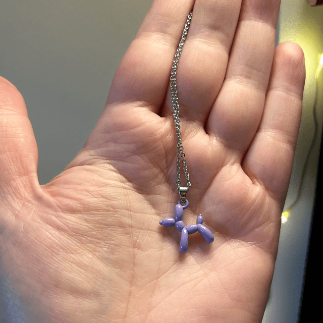 Purple Balloon Dog Necklace 