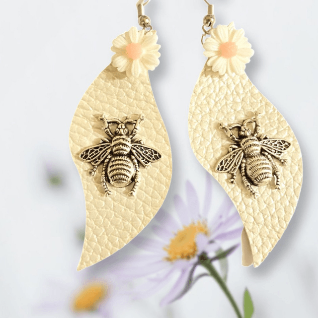 Bee & Daisy Faux Leather Earrings 