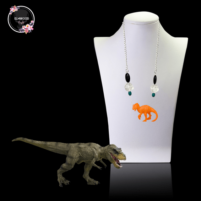 Orange T-Rex Necklace - Upcycled Dino Necklace
