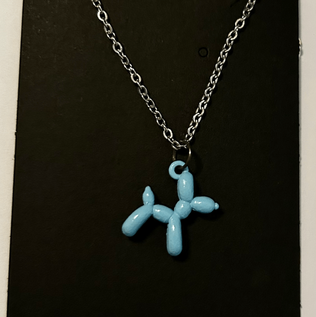 Blue Balloon Dog Necklace 
