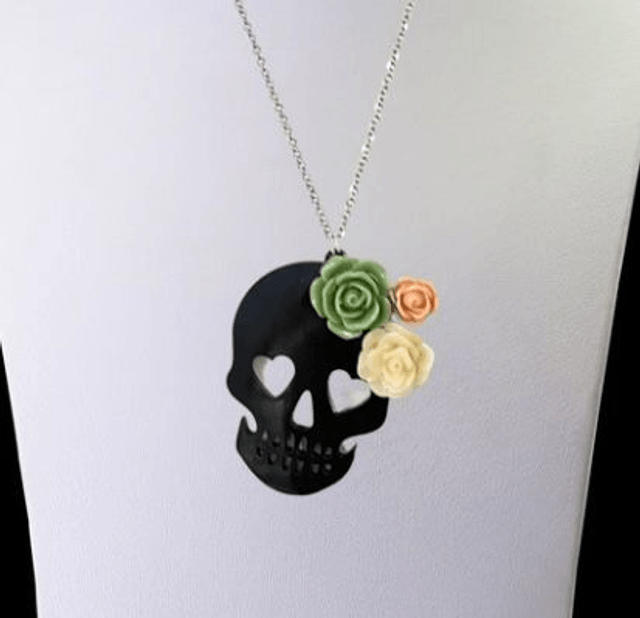 Floral Skull Necklace
