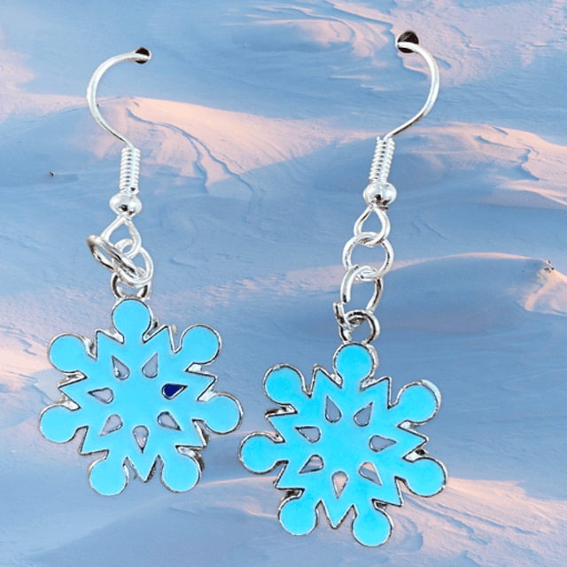 Icy Blue Snowflake Earrings 