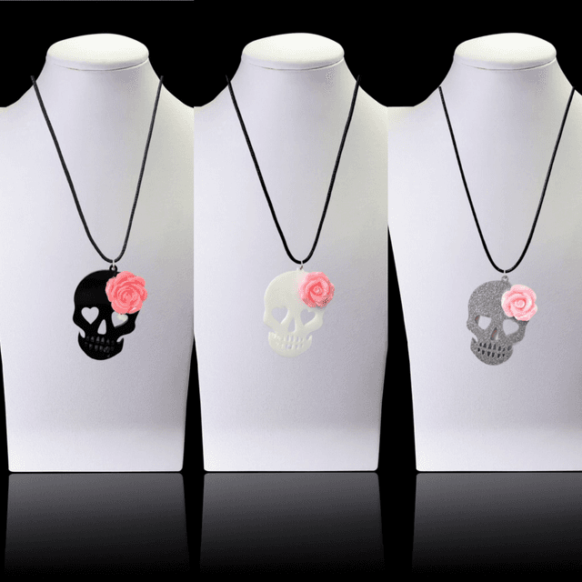 Deathly Sweet - Skull &amp; Rose Necklace 