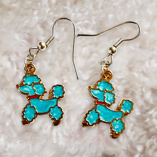 Blue Poodle Earrings 