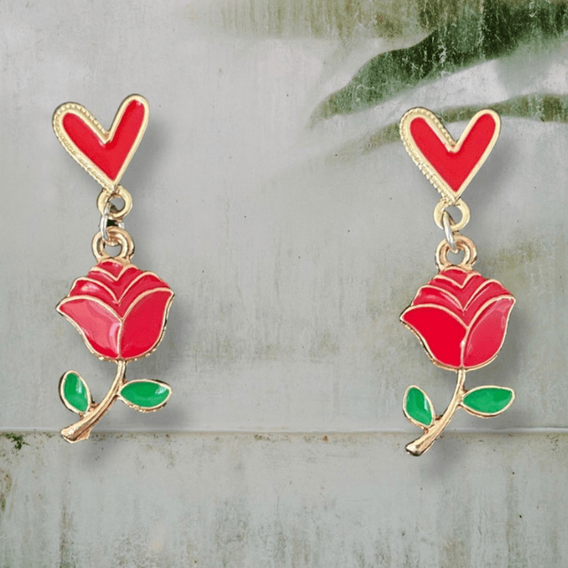 Red Rose Earrings 
