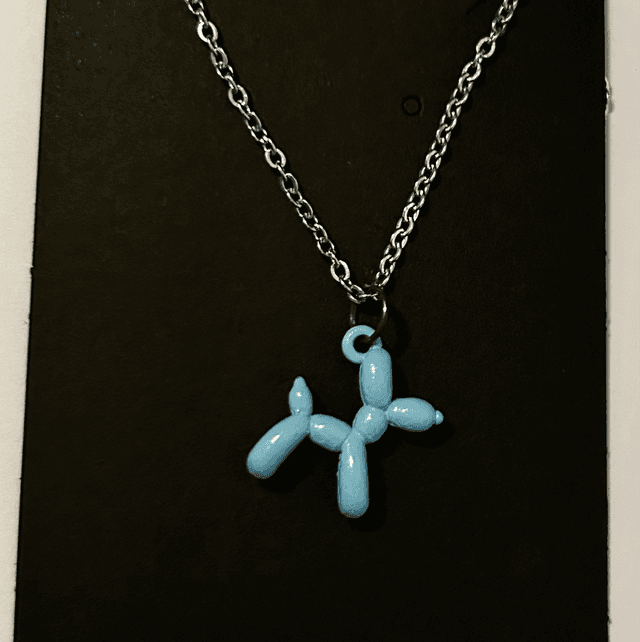 Blue Balloon Dog Necklace 
